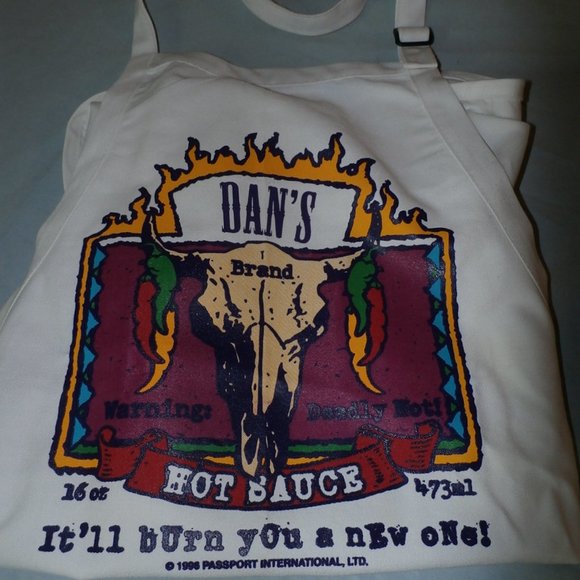 NEW Dan's Hot Sauce "It'll Burn You A New One" Cooking Apron - Picture 3 of 8